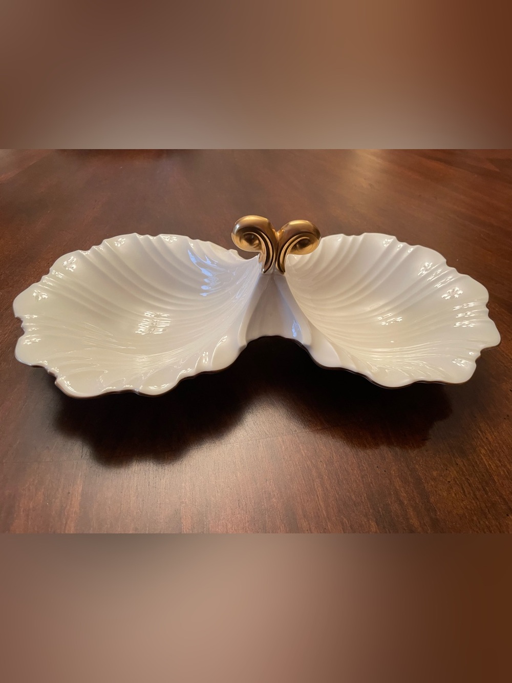 Mikasa Ivory Bone China Double Server with Gold Accent Handle